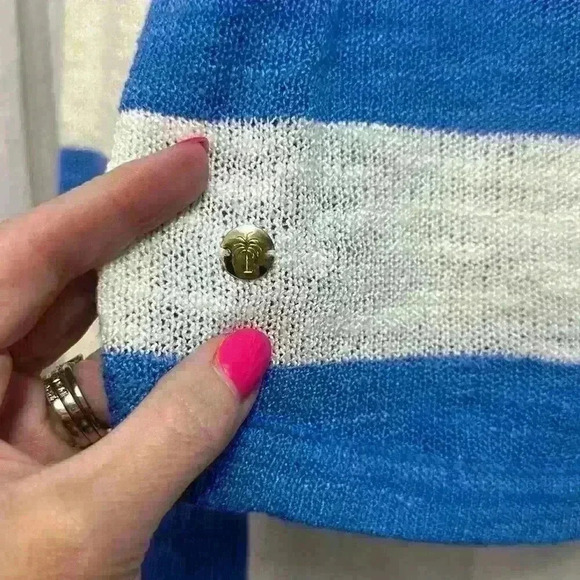 Lilly Pulitzer XL summer Nautical Sweater in blue/white Stripe item# 9W - Picture 3 of 7